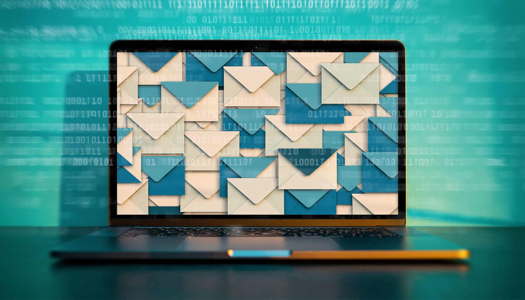 תיבת מייל מוצפת בהודעות ספאם והונאות פישינג על גבי מחשב נייד - סכנות אבטחת מידע במייל